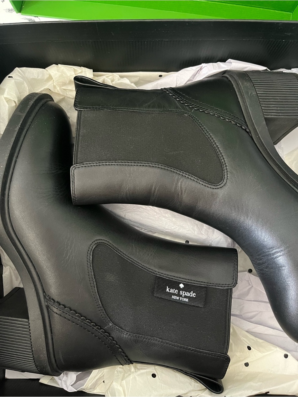 kate spade Black Leather Chelsea Booties